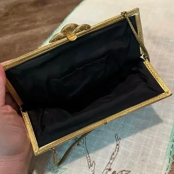 Vintage Petit Point Evening Bag β’ Ornate Clasp β’ Floral Front β’ 8.5β Wide - Picture 12 of 13